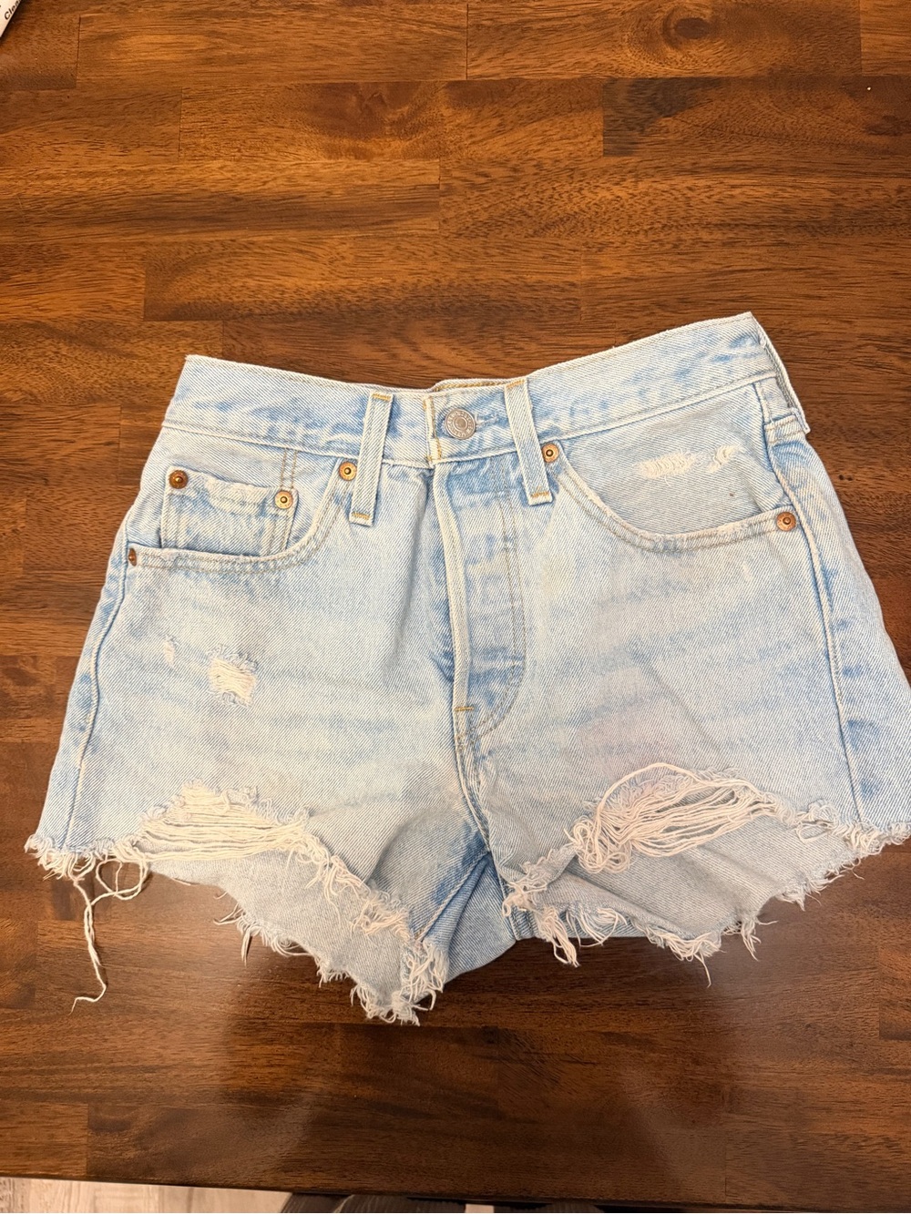 Levi's Light Wash Distressed Denim Cutoff Shorts